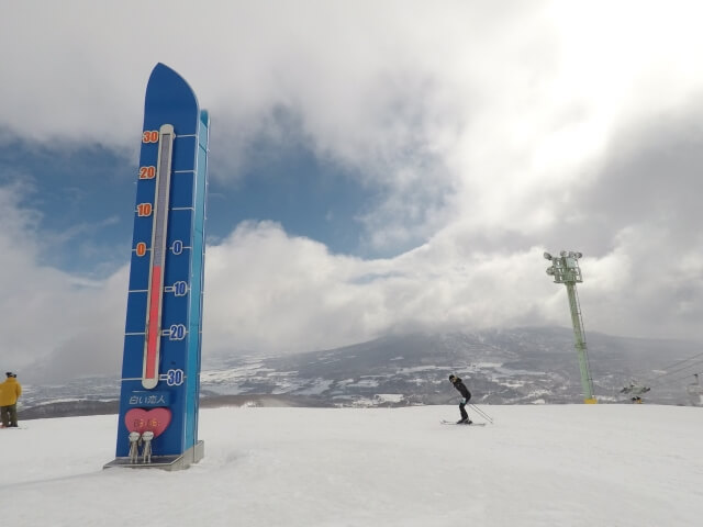 ニセコのスキー場の温度計